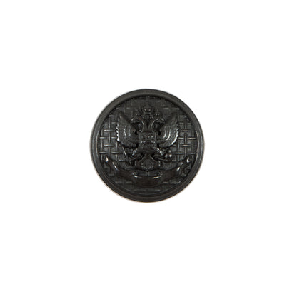 Italian Black Button with Double-Headed Eagle Emblem - 24L/15mm