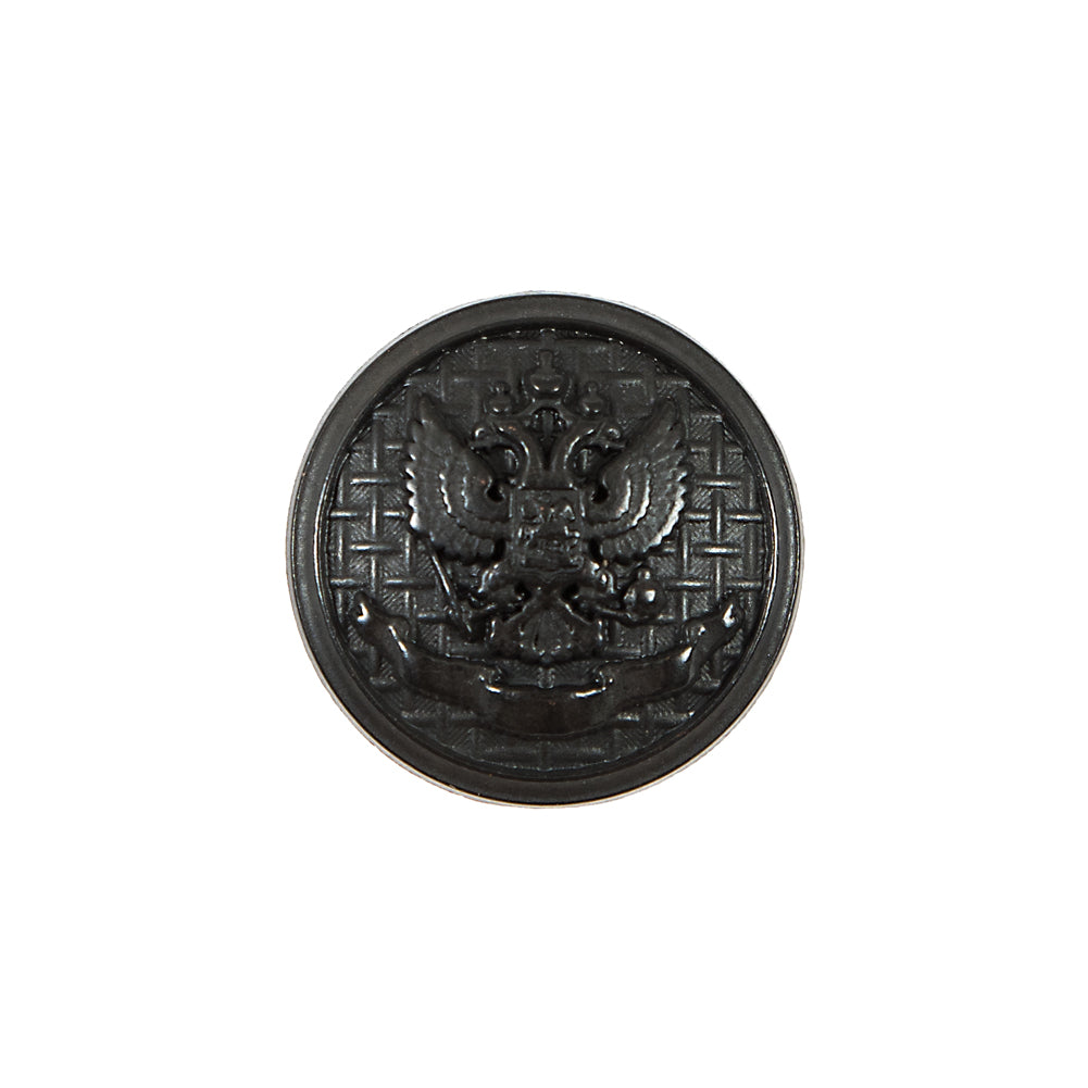 Italian Black Button with Double-Headed Eagle Emblem - 32L/20mm