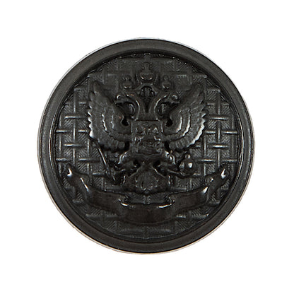 Italian Black Button with Double-Headed Eagle Emblem - 44L/28mm