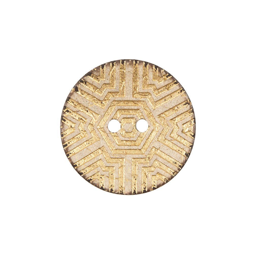Italian Gold Carved Coconut Button - 36L/23mm