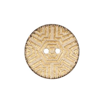 Italian Gold Carved Coconut Button - 36L/23mm