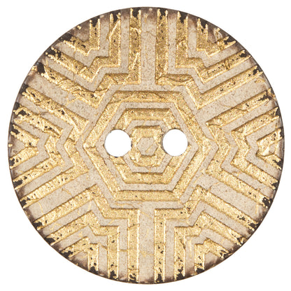 Italian Gold Carved Coconut Button - 64L/41mm