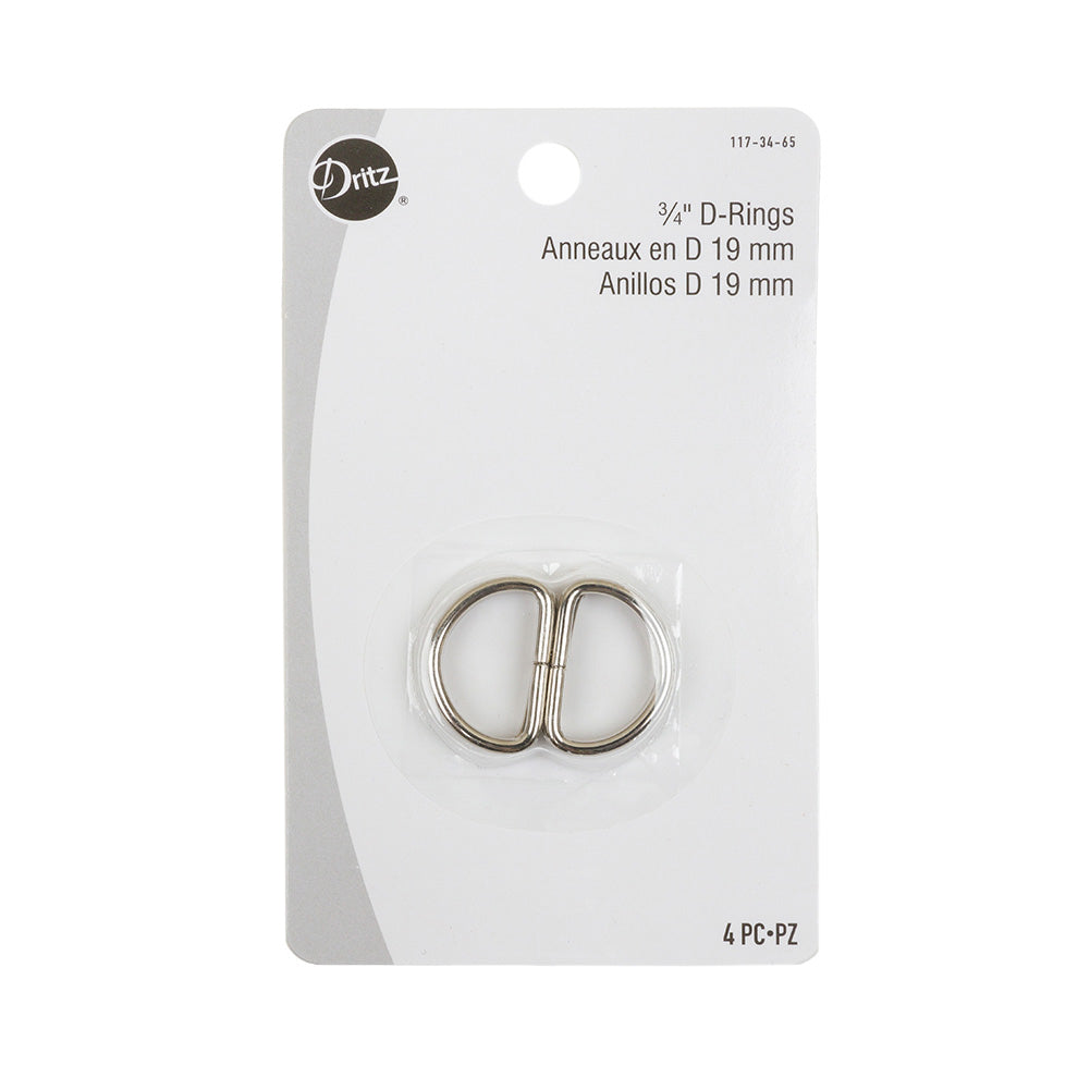 Dritz 4pc Nickel D-Rings - 0.75"