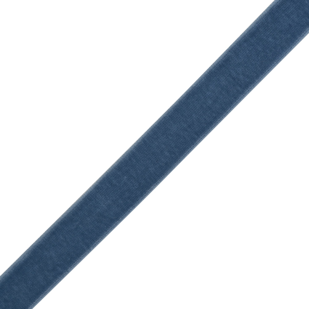 Stretch Velvet Ribbon Trim Made in Italy - 0.625" - Country Blue - Gislaine Collection