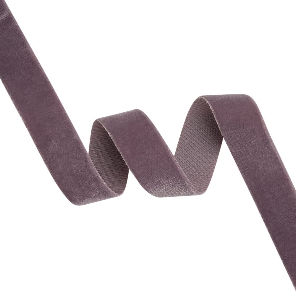 Stretch Velvet Ribbon Trim Made in Italy - 0.875" - Dusty Lilac - Gislaine Collection