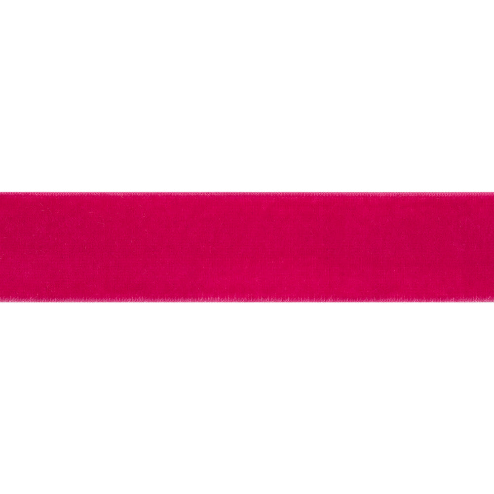 Stretch Velvet Ribbon Trim Made in Italy - 0.875" - Fuchsia - Gislaine Collection