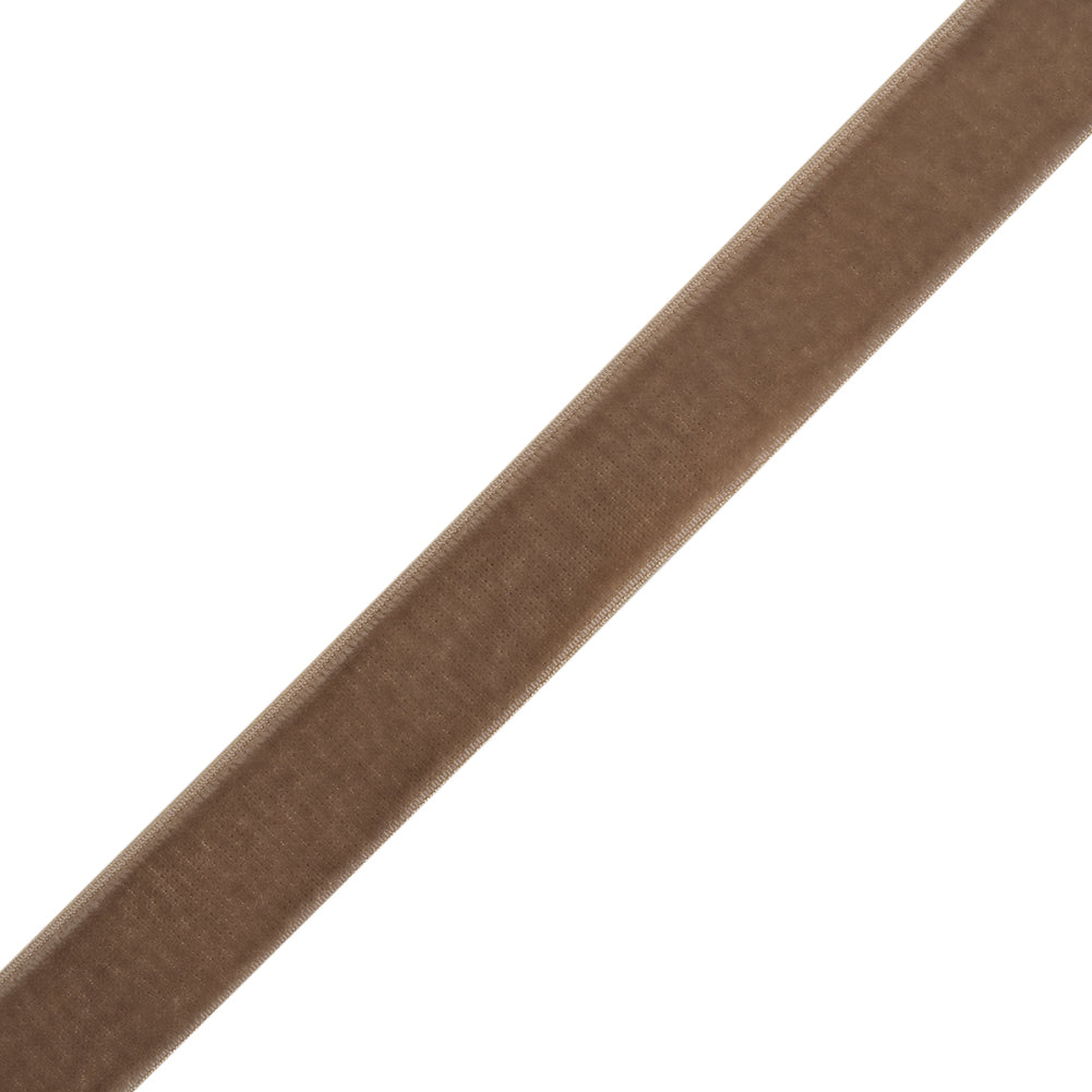 Stretch Velvet Ribbon Trim Made in Italy - 0.625" - Beige - Gislaine Collection