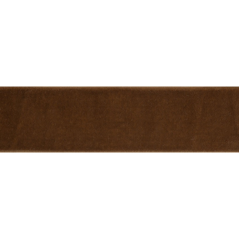 Stretch Velvet Ribbon Trim Made in Italy - 1.5" - Brown - Gislaine Collection