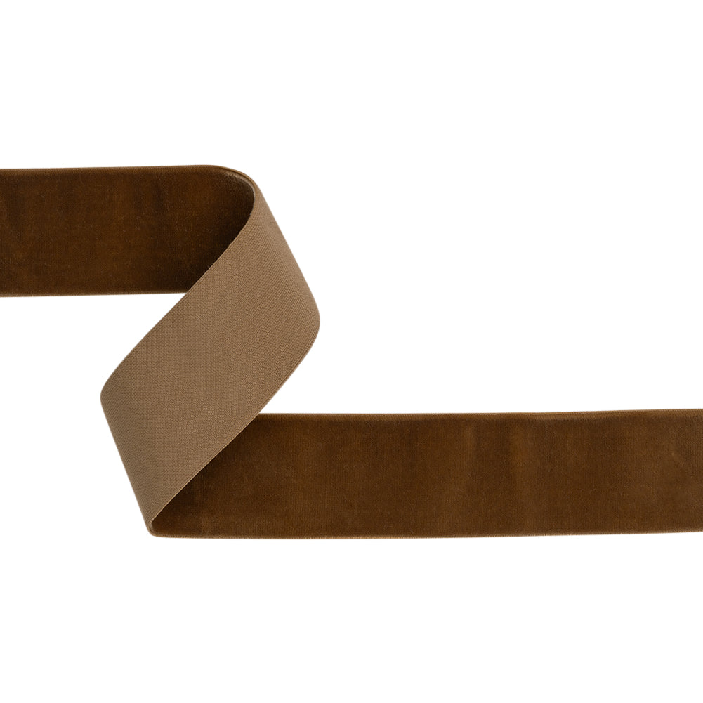 Stretch Velvet Ribbon Trim Made in Italy - 1.5" - Brown - Gislaine Collection