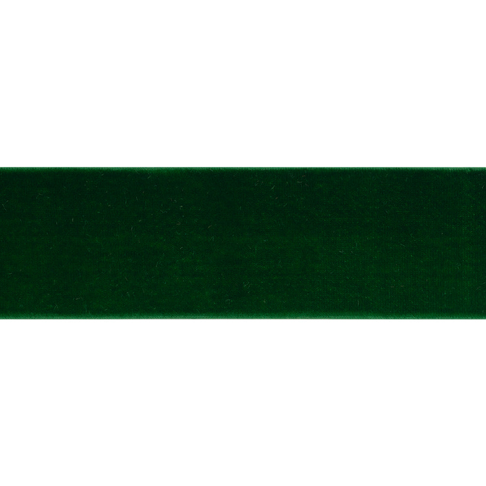 Stretch Velvet Ribbon Trim Made in Italy - 2" - Emerald Green - Gislaine Collection