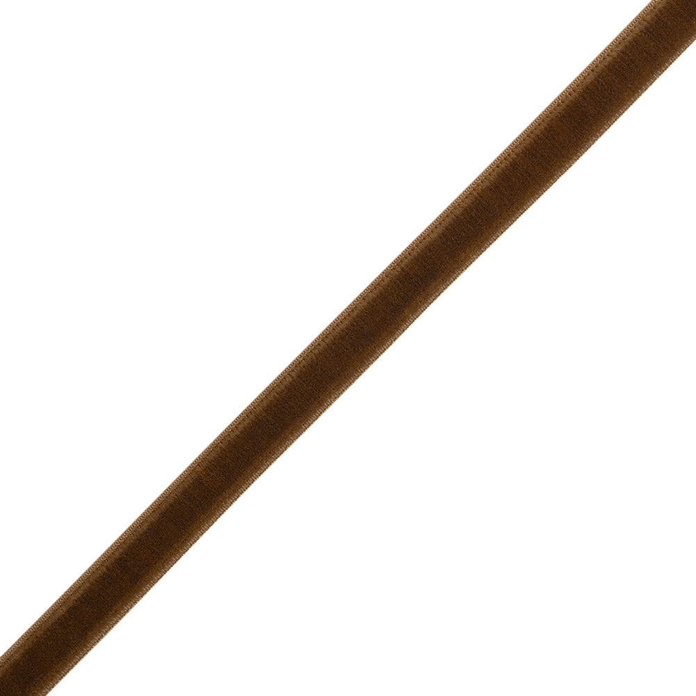 Stretch Velvet Ribbon Trim Made in Italy - 0.25" - Brown - Gislaine Collection