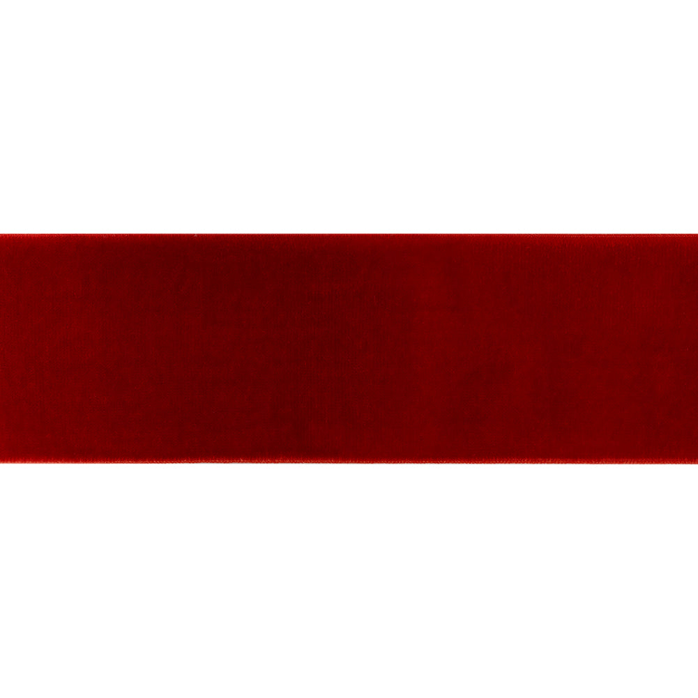 Stretch Velvet Ribbon Trim Made in Italy - 2" - Deep Red - Gislaine Collection
