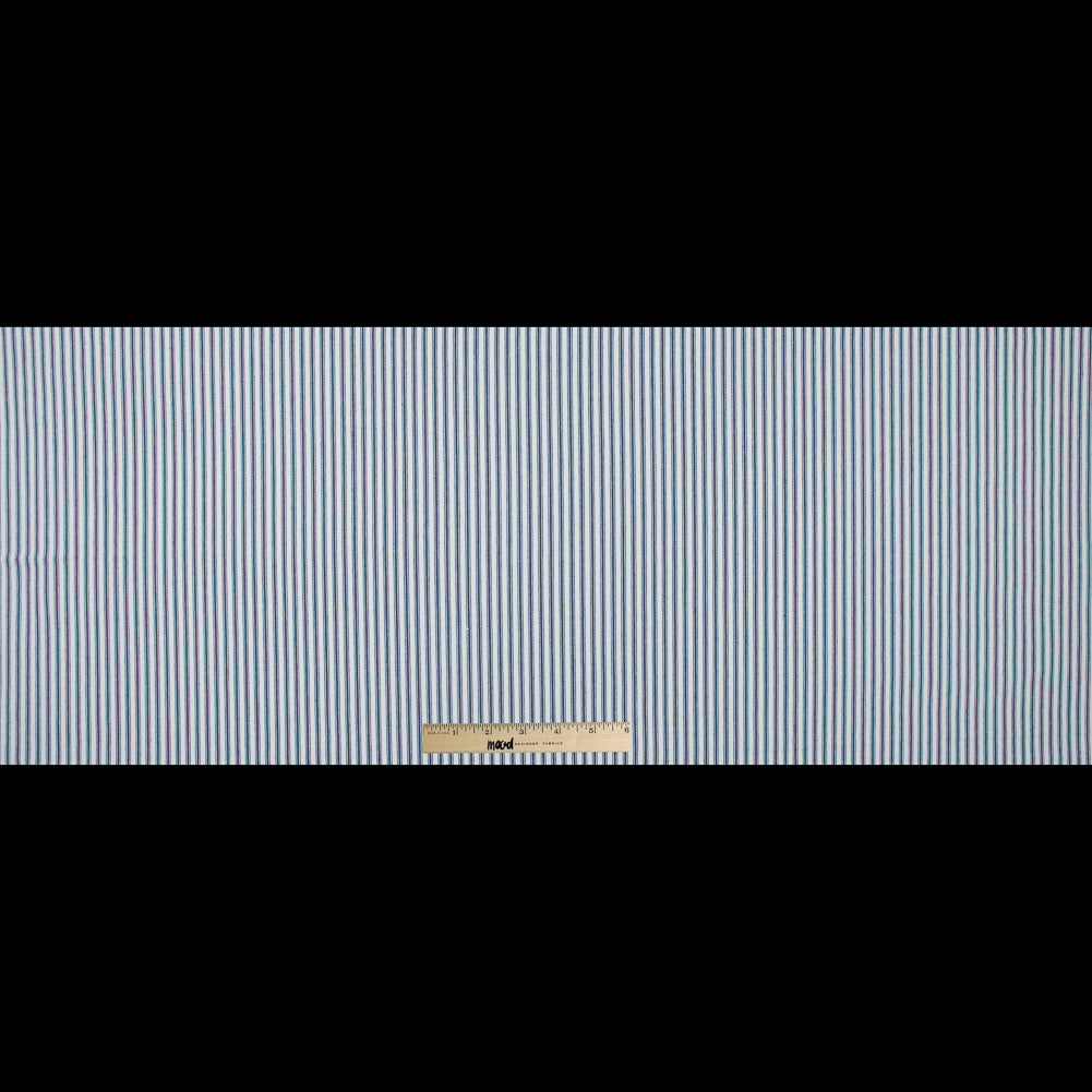 Navy and White Ticking Striped Cotton Twill - Full