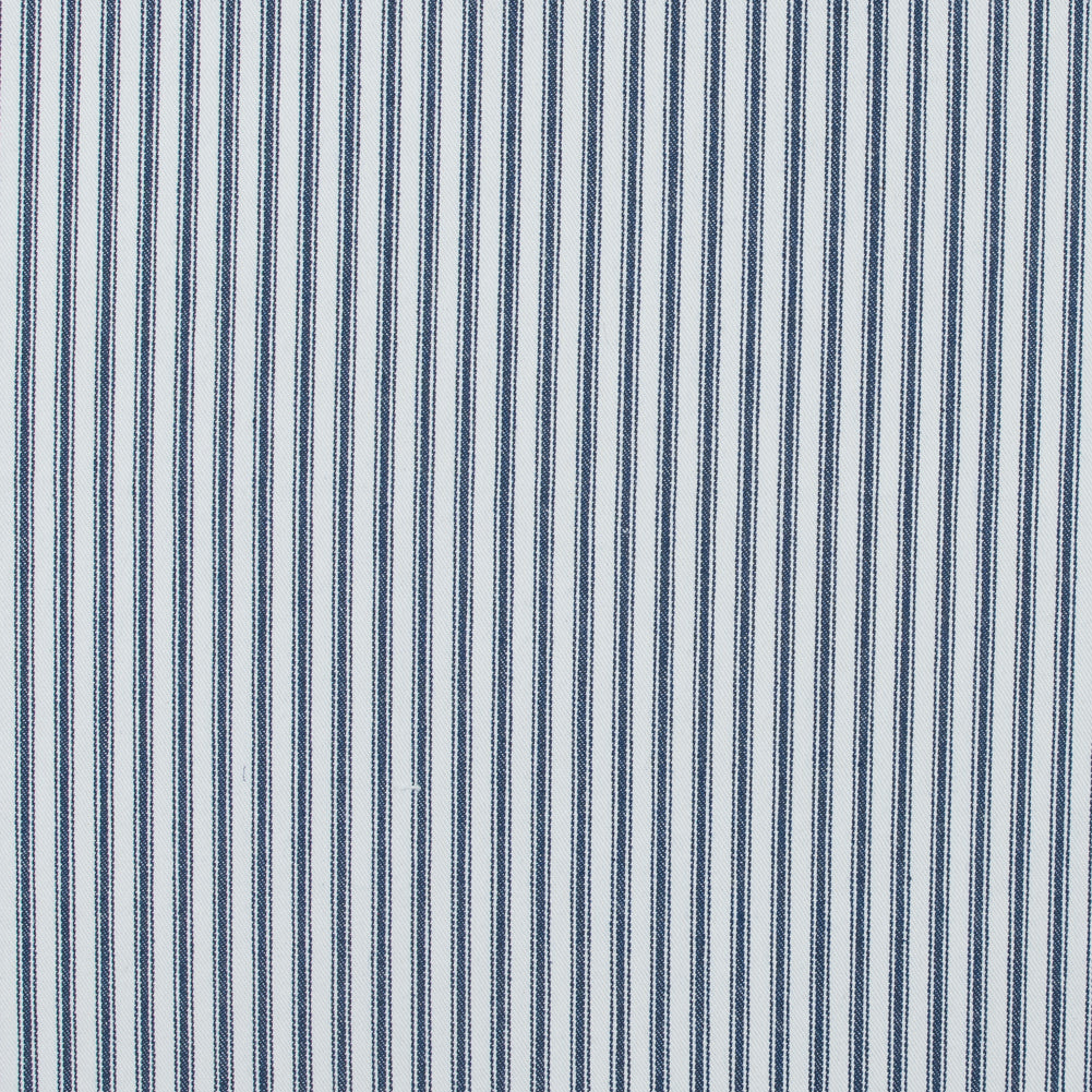 Navy and White Ticking Striped Cotton Twill
