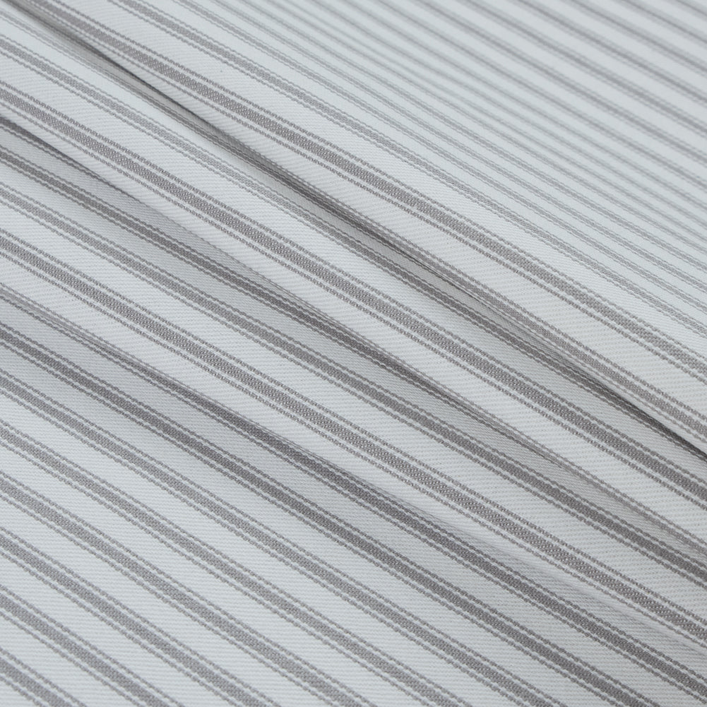 Nickle and White Ticking Striped Cotton Twill - Folded
