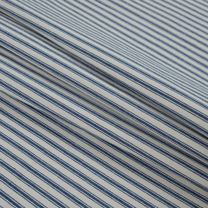 Ruth Vintage Ink and Beige Ticking Striped Cotton Twill Folded