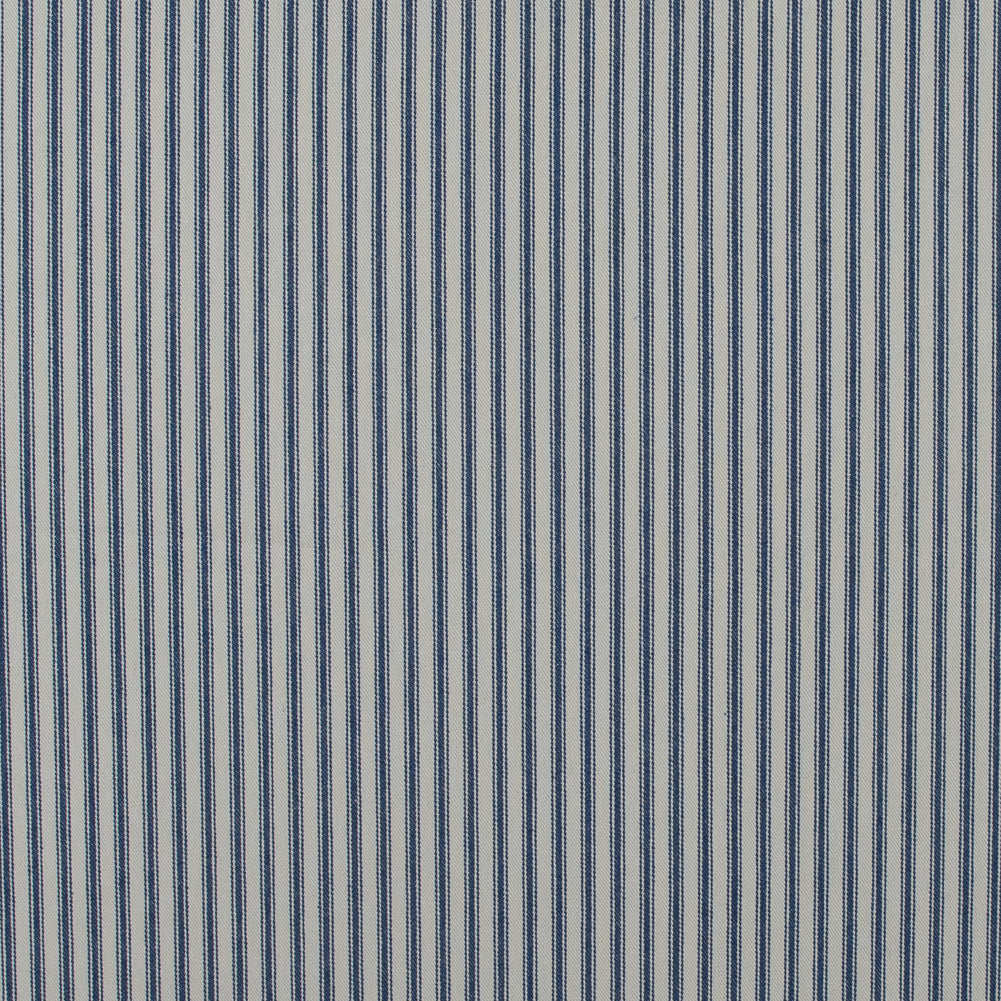 Ruth Vintage Ink and Beige Ticking Striped Cotton Twill