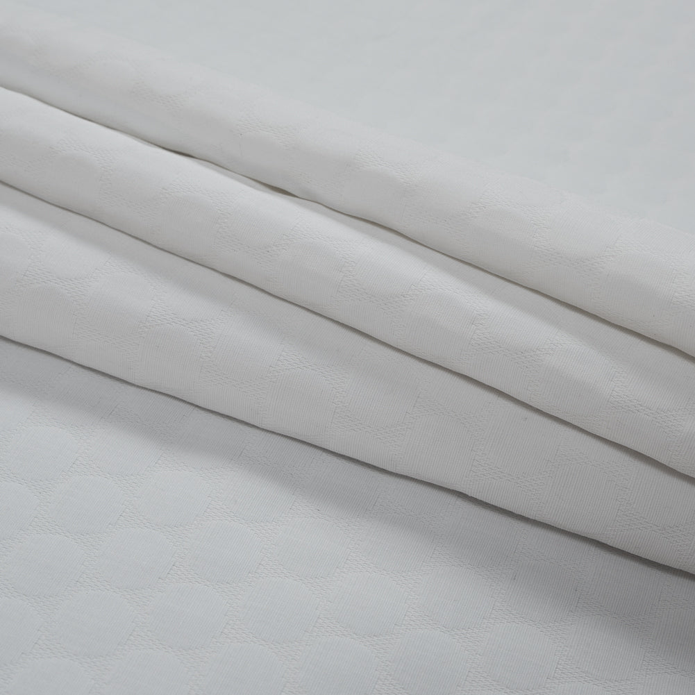 White Circular Quilted Upholstery Woven - Folded