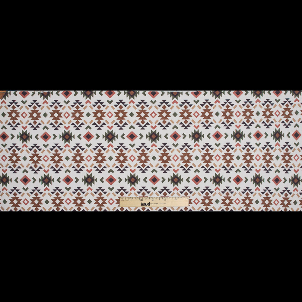 Brown and Green Geometric Printed Brushed Canvas Full