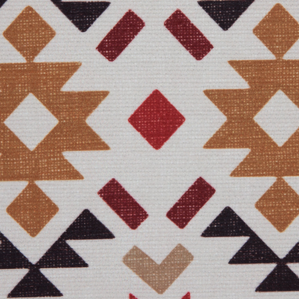 Red and Mustard Geometric Printed Brushed Canvas - Detail