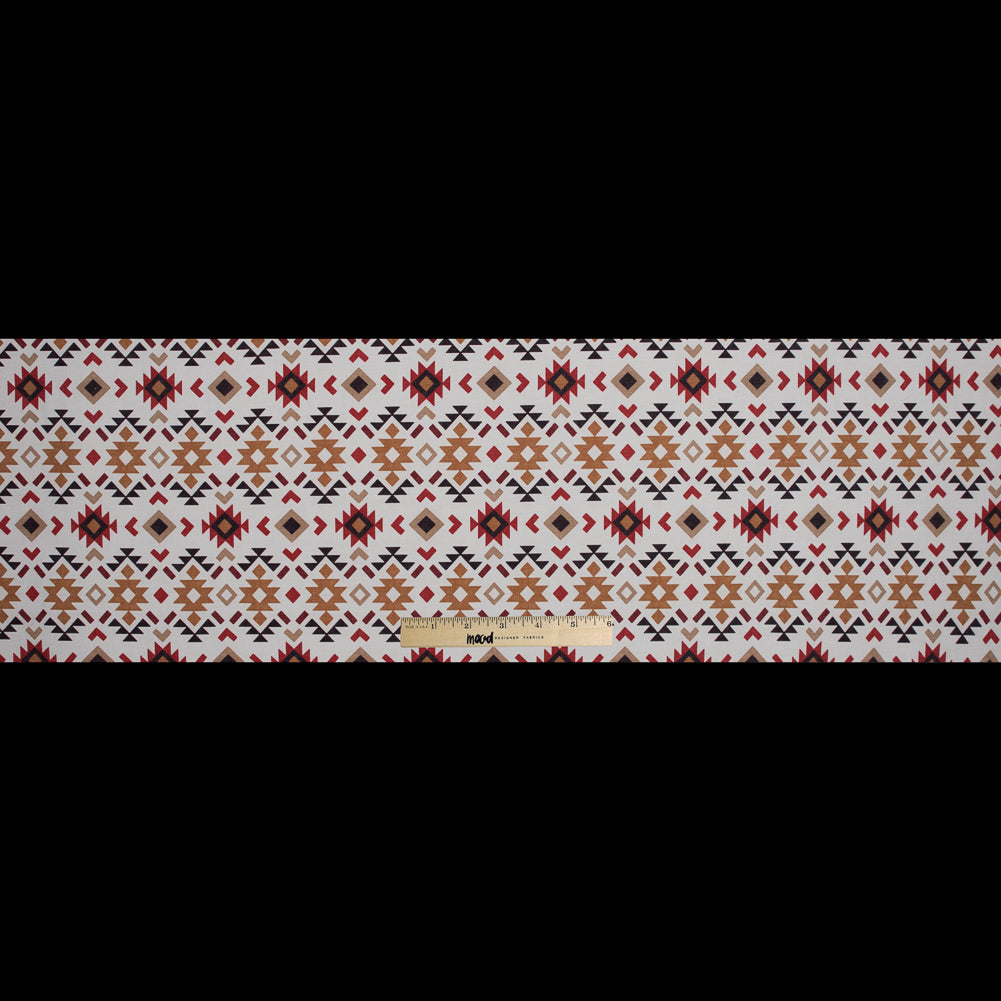 Red and Mustard Geometric Printed Brushed Canvas - Full