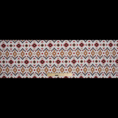 Red and Mustard Geometric Printed Brushed Canvas - Full