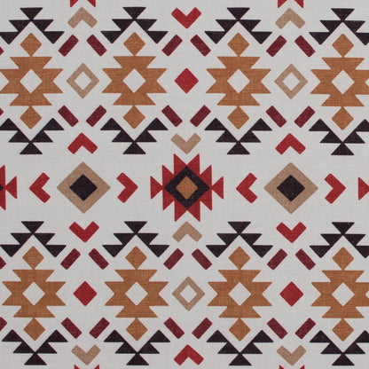 Red and Mustard Geometric Printed Brushed Canvas
