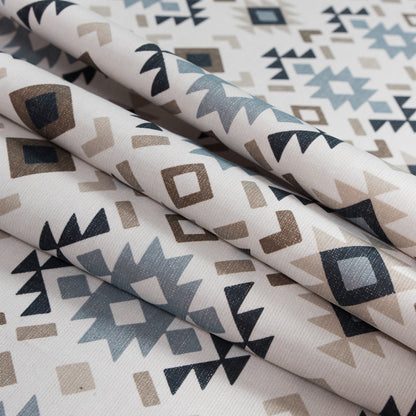 Beige and Gray Geometric Printed Brushed Canvas Folded
