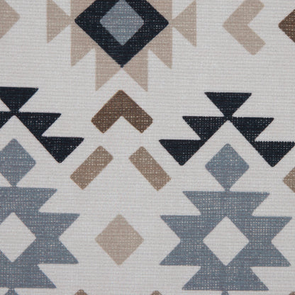 Beige and Gray Geometric Printed Brushed Canvas Detail