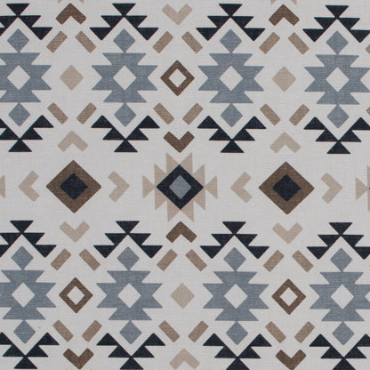 Beige and Gray Geometric Printed Brushed Canvas