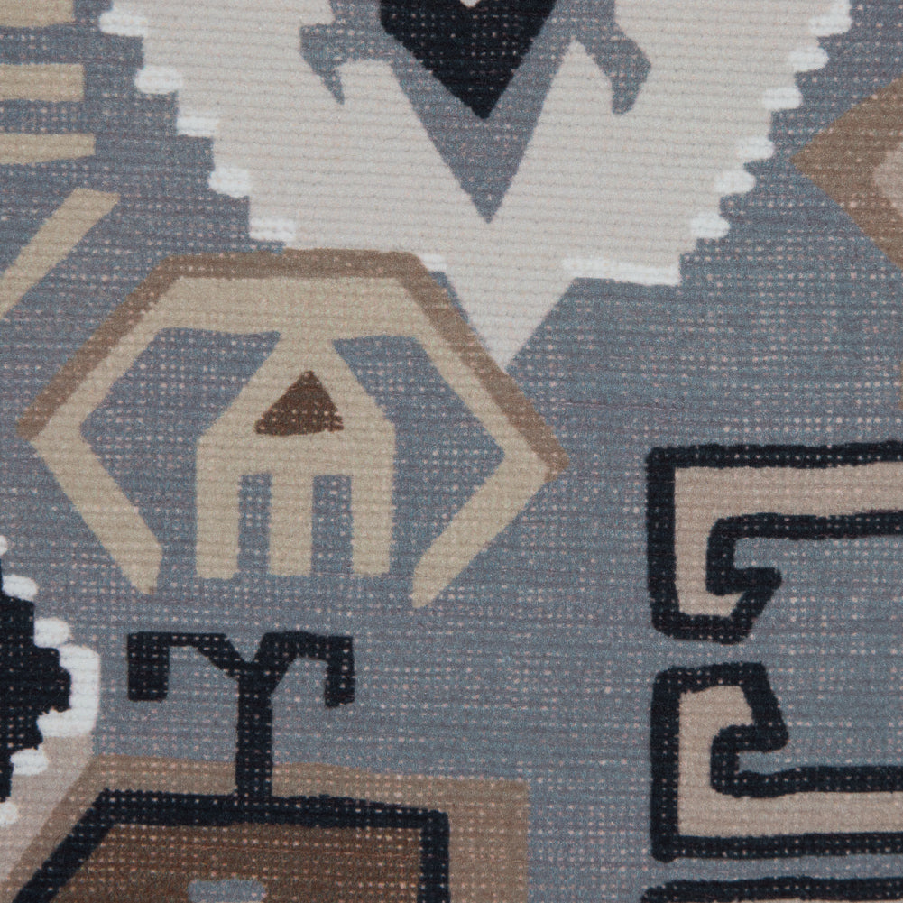 Beige and Gray Aztec Printed Brushed Canvas Detail