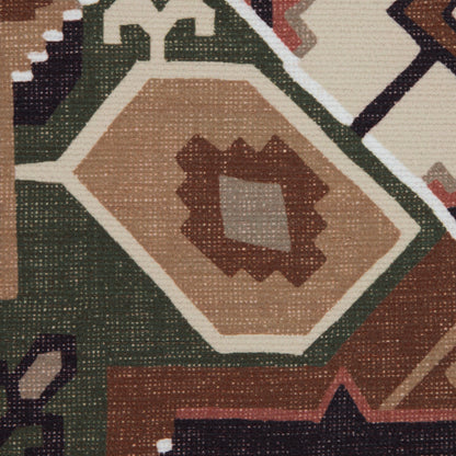 Brown and Green Aztec Printed Brushed Canvas - Detail