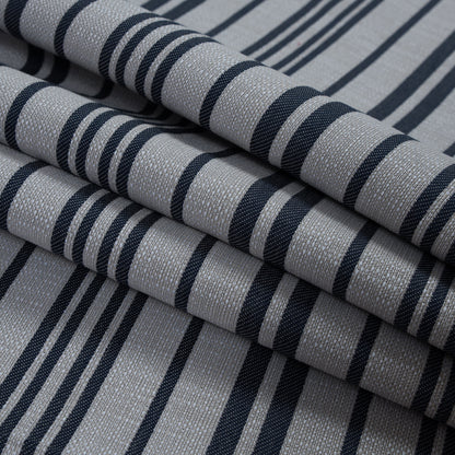 Navy Blazer and Beige Barcode Striped Polyester Woven - Folded