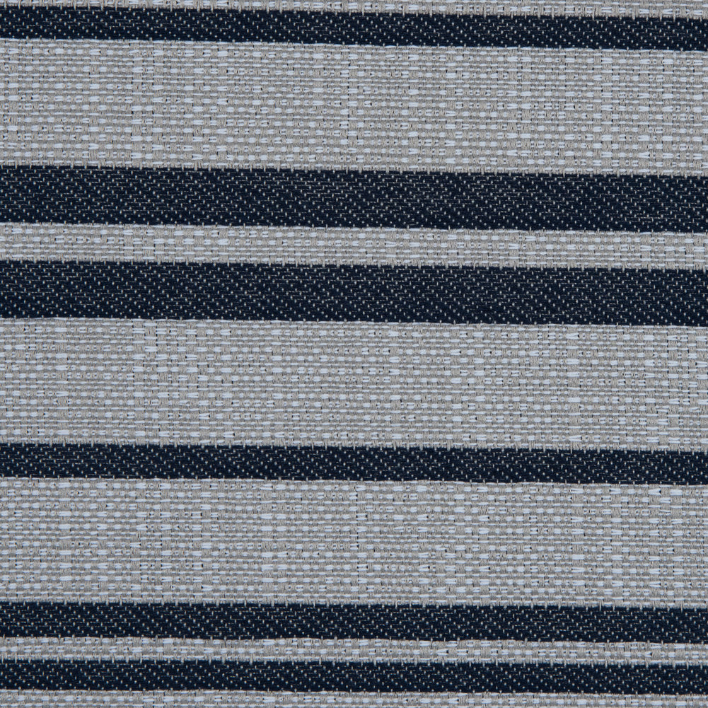 Navy Blazer and Beige Barcode Striped Polyester Woven - Detail