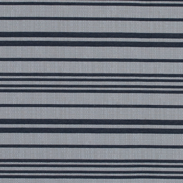Navy Blazer and Beige Barcode Striped Polyester Woven