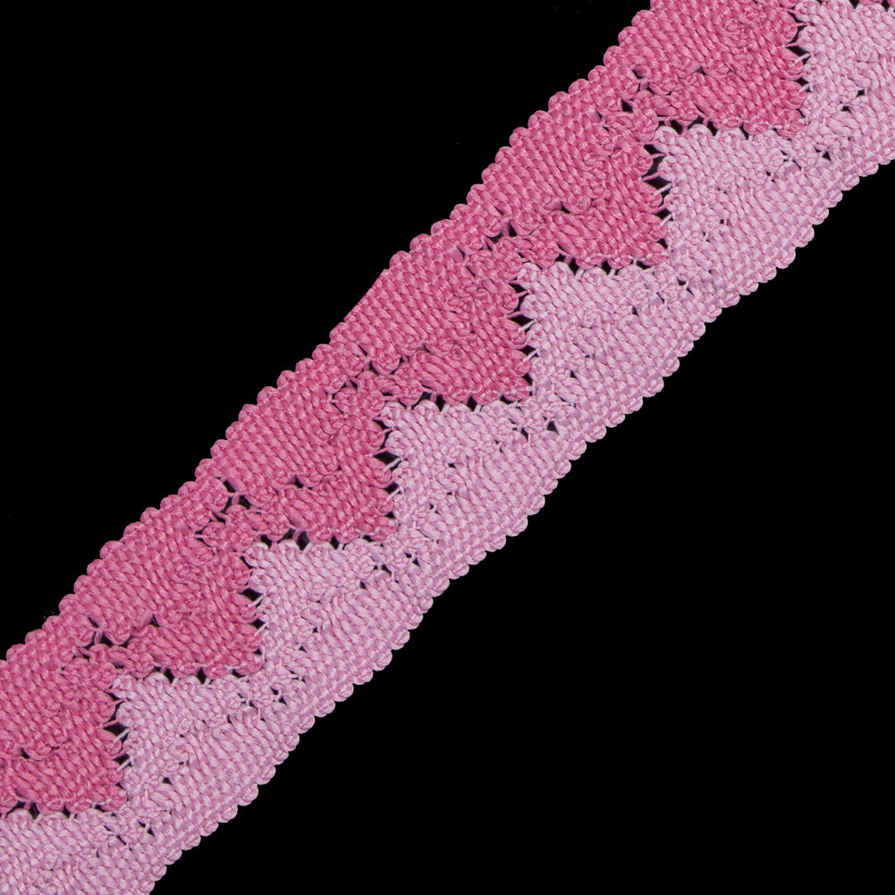 Pink Two-Tone European Crochet Trim - 1" Detail