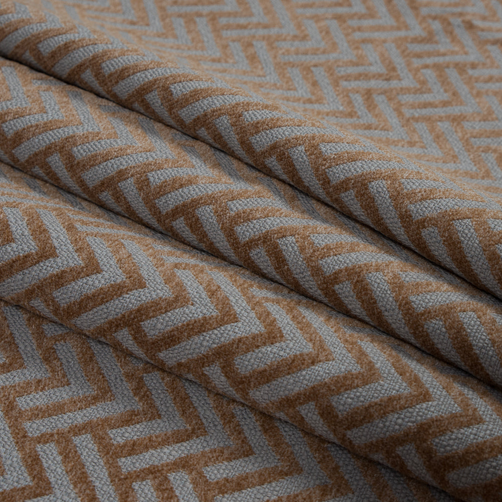 Dark Beige Chevron Upholstery Chenille Folded