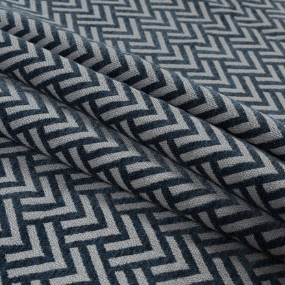Midnight Navy Chevron Upholstery Chenille Folded