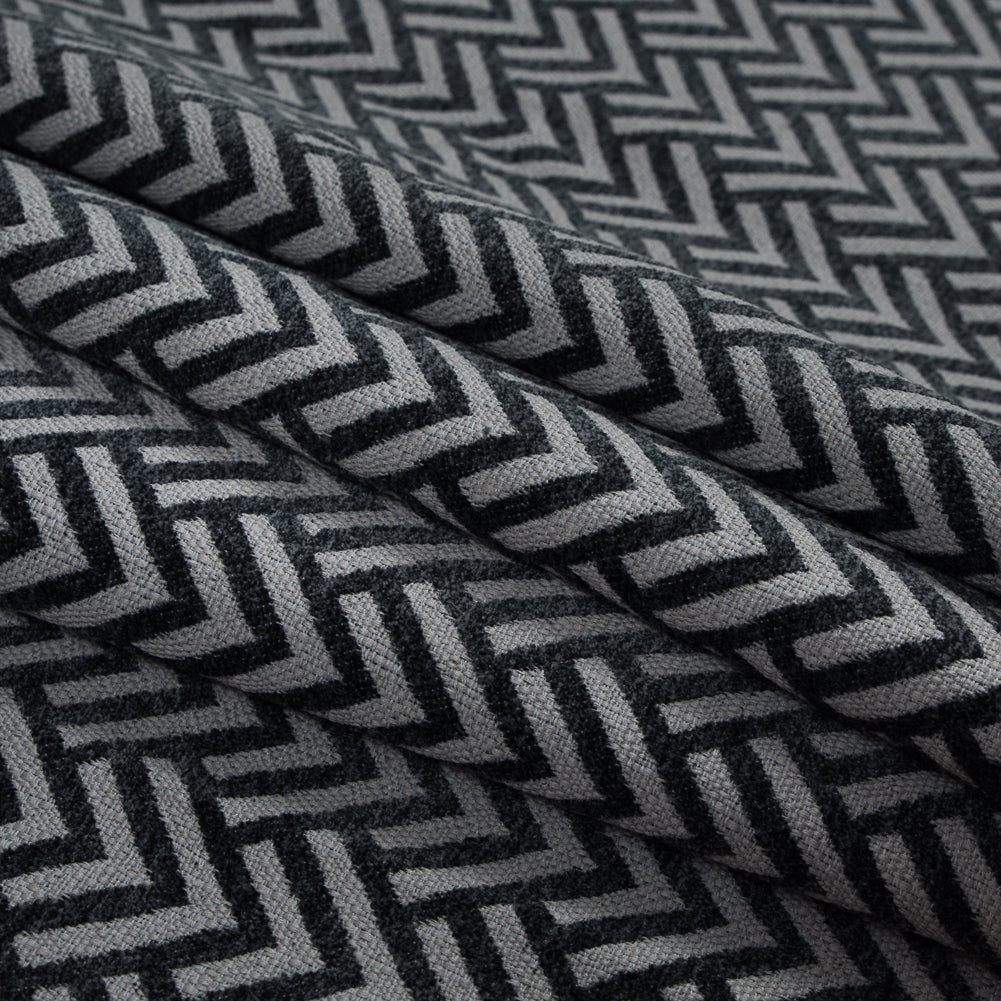 Gray Chevron Upholstery Chenille - Folded