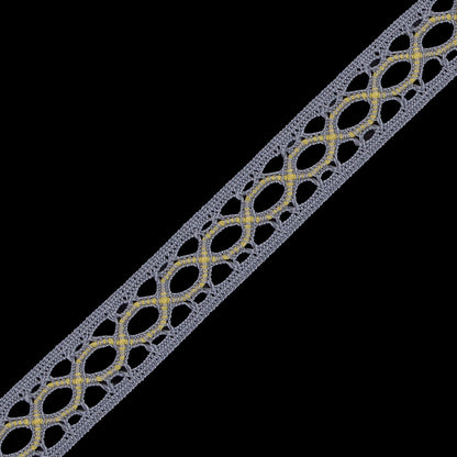 Gray and Yellow European Crochet Trim - 0.5" Detail