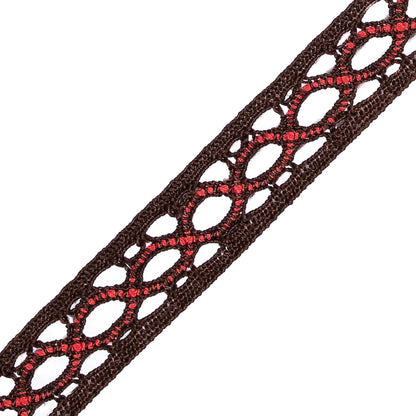 Brown and Coral European Crochet Trim - 0.5 - Detail