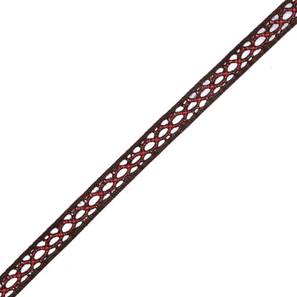 Brown and Coral European Crochet Trim - 0.5