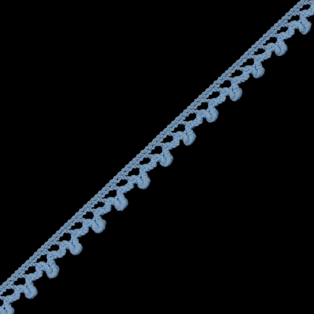 European Light Blue Dainty Crochet Trim - 5/16" Detail