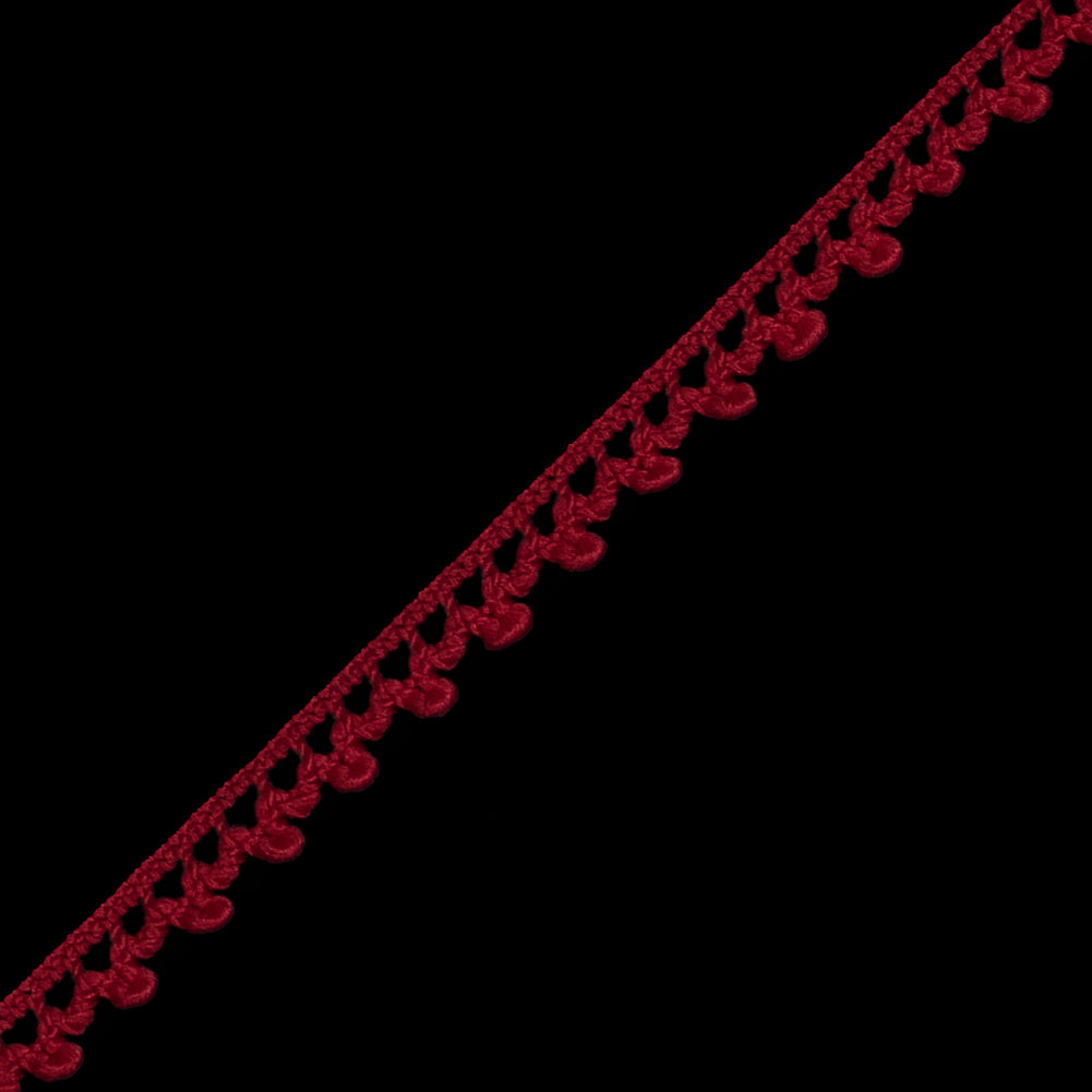 European Red Dainty Crochet Trim - 5/16" Detail