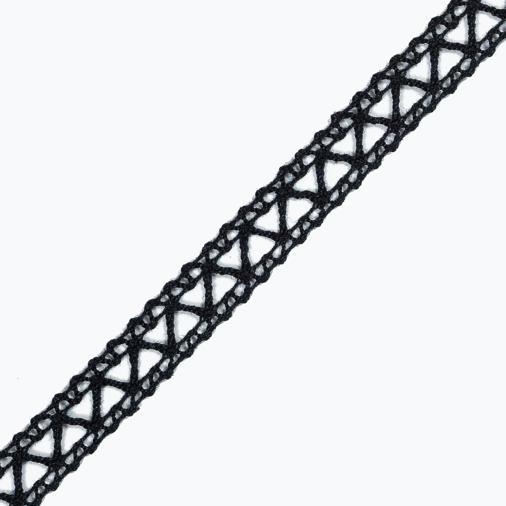 Black European Cotton Crochet Trim - 0.5" Detail