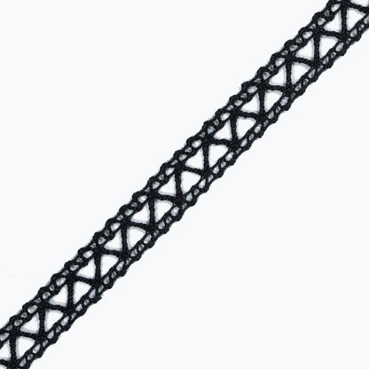 Black European Cotton Crochet Trim - 0.5" Detail