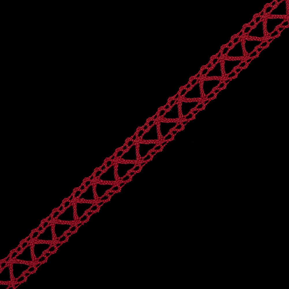 Red European Cotton Crochet Trim - 0.5 - Detail