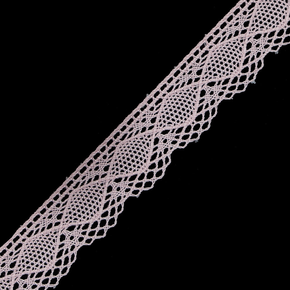 European Pink Crochet Lace Cotton Trim with Scalloped Edge - 3/4" Detail