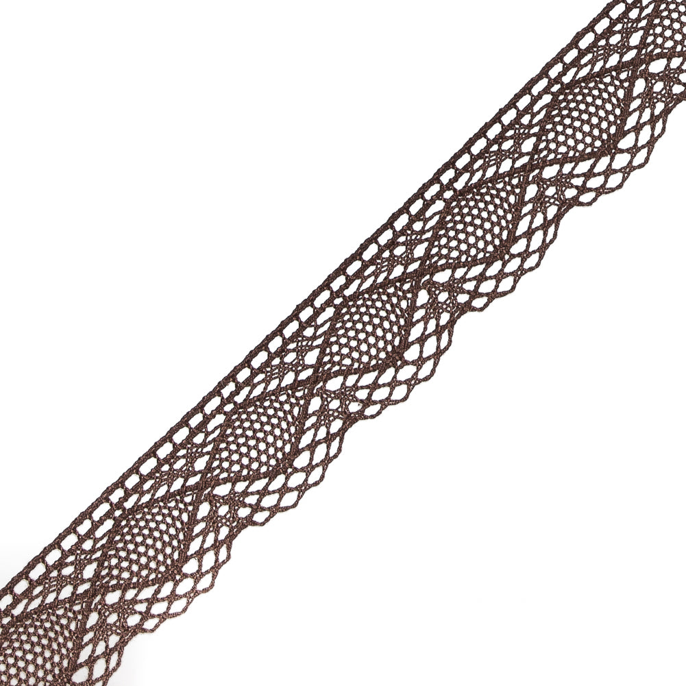 Brown European Cotton Crochet Lace Trim - 0.625 - Detail