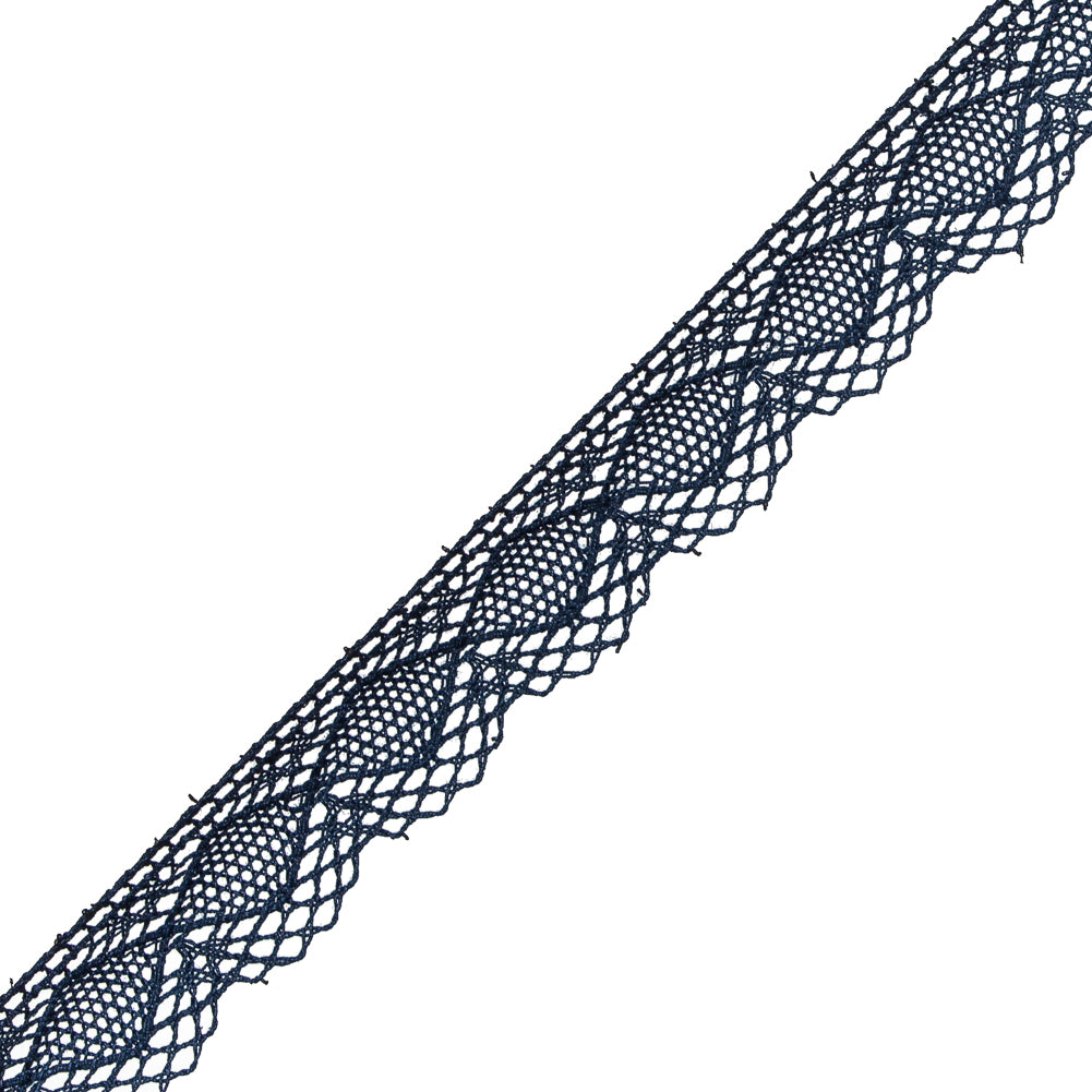 Navy European Cotton Crochet Lace Trim - 0.625 - Detail